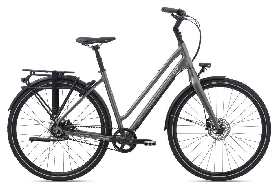 Zeer lichte stadsfiets met onderhoudsvriendelijke riem.